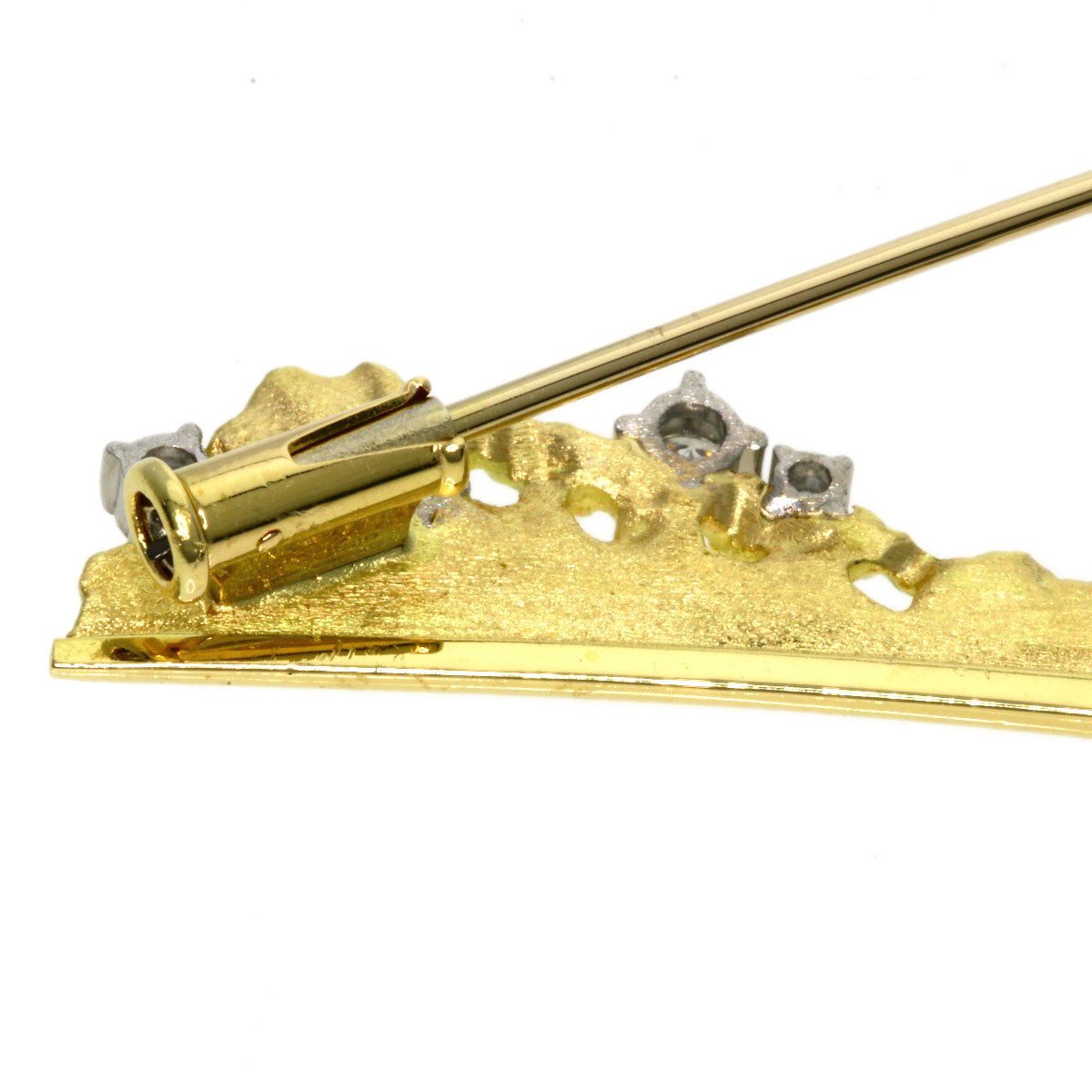 0.14ct Diamond Brooch K18 Yellow Gold PT900 5.1g Ladies