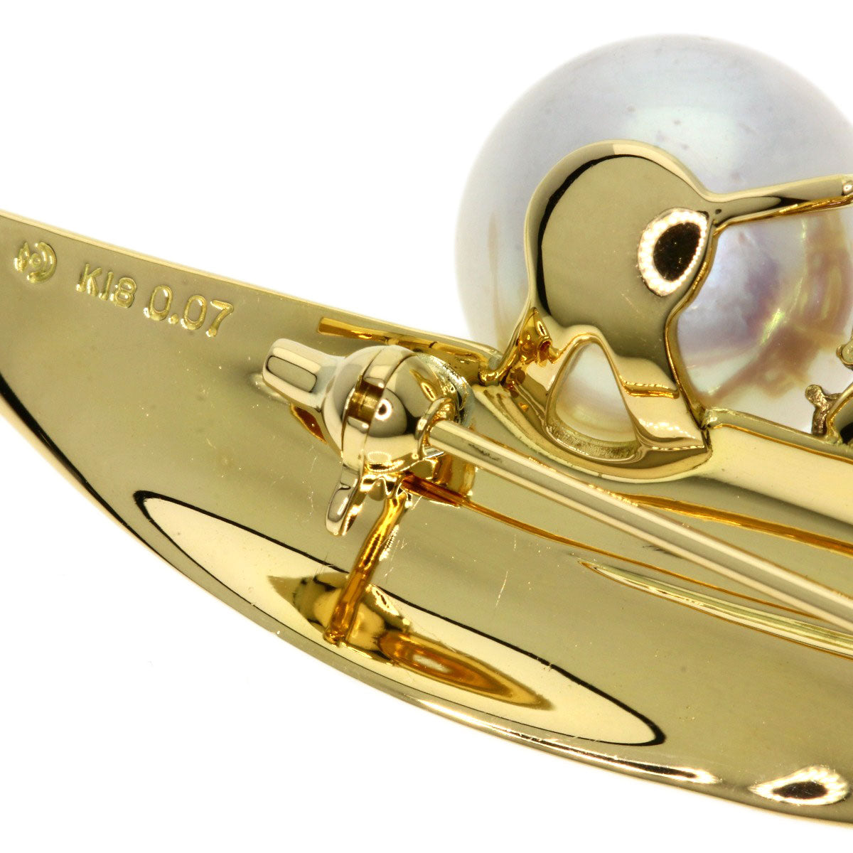タサキ パール 真珠 アメジスト ダイヤモンド ブローチ K18イエローゴールド レディース 【中古】【TASAKI】
