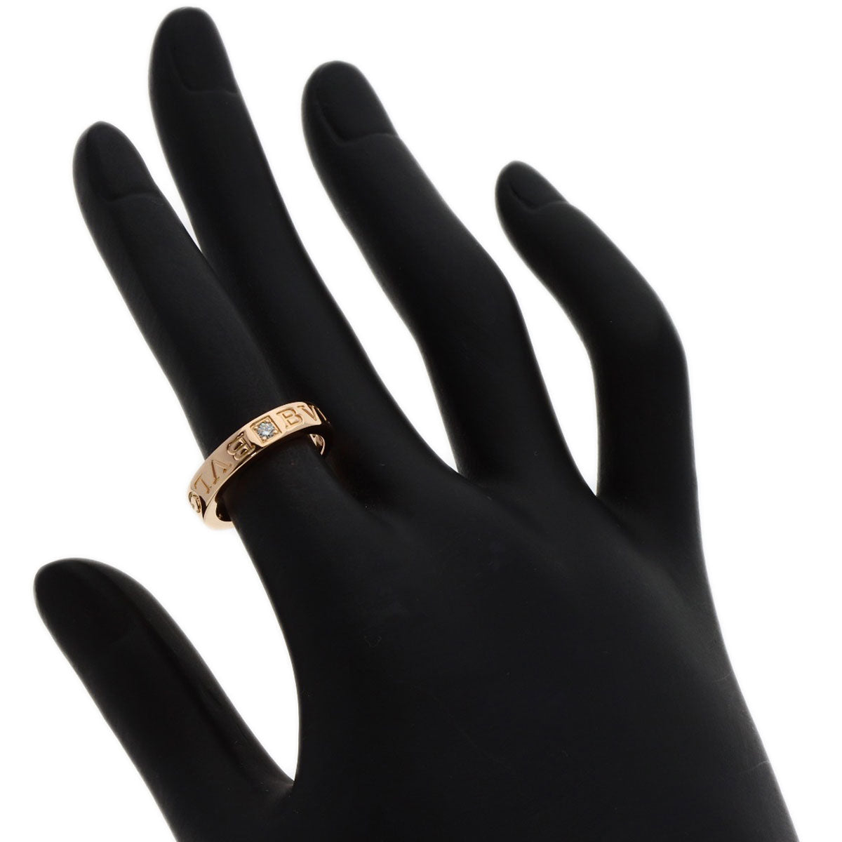 BVLGARI Ring Double logo 1P Diamond K18 Pink Gold Ladies