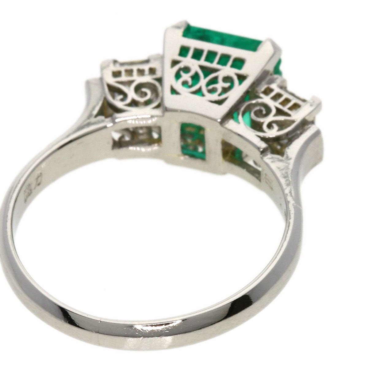 1.62ct Emerald Diamond Ring Platinum PT850 4.5g Ladies