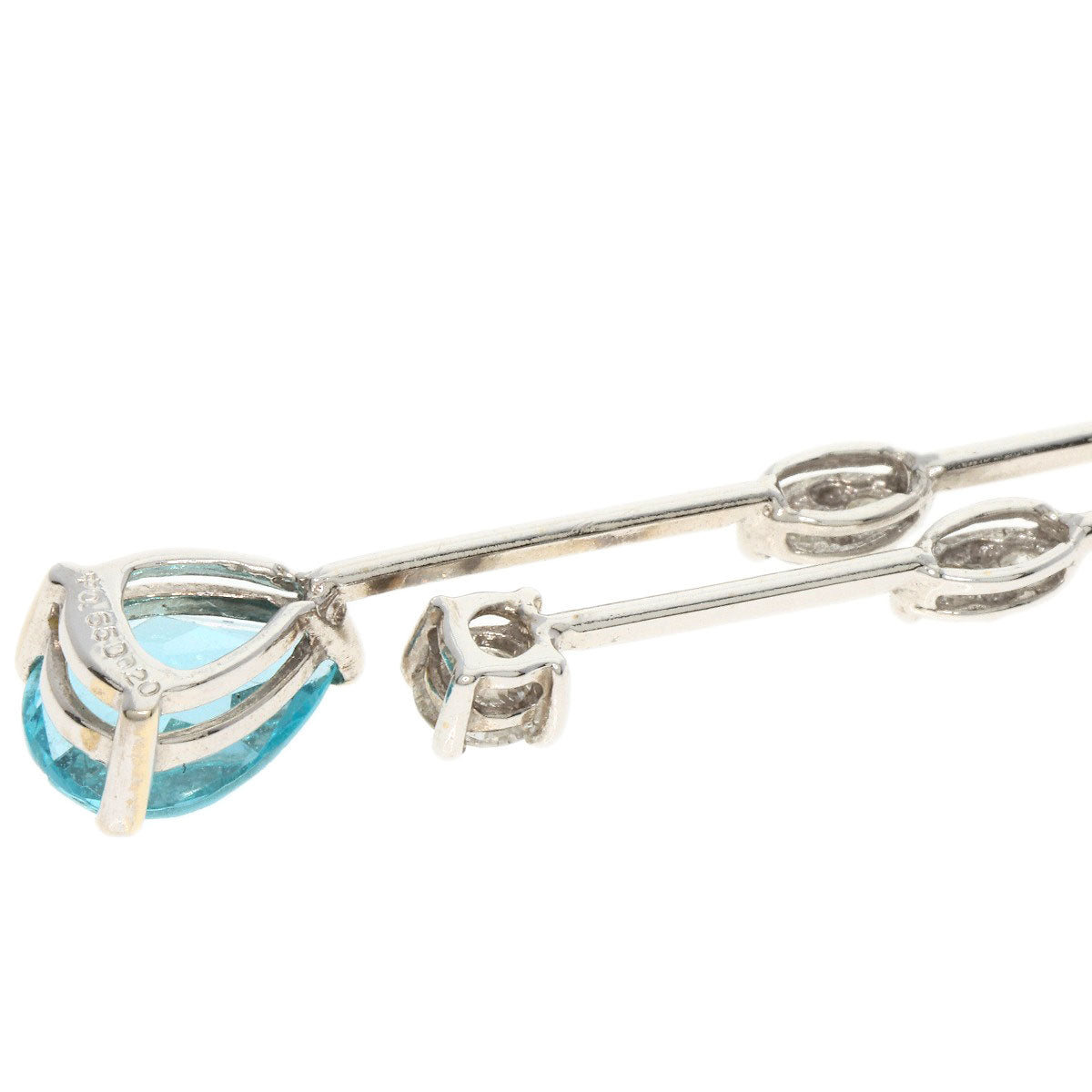 0.65ct Aquamarine Diamond Necklace K14 White Gold 3g Ladies