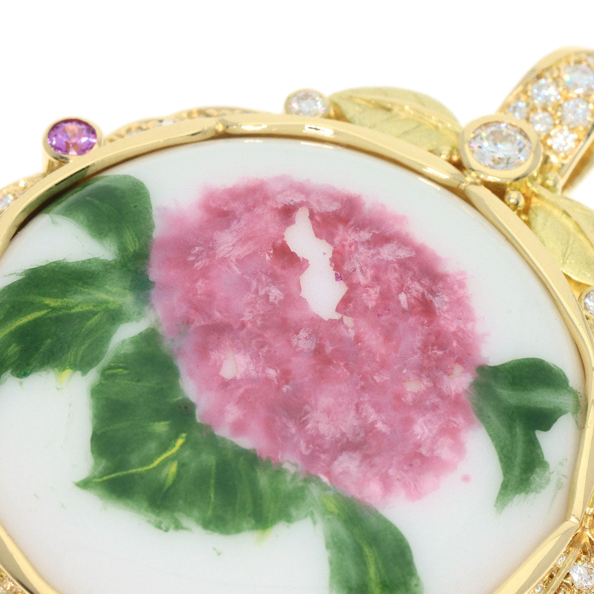 0.12ct Cloisonne Colored Stone Diamond Made in Europe Brooch K18 Yellow Gold 20.3g Ladies