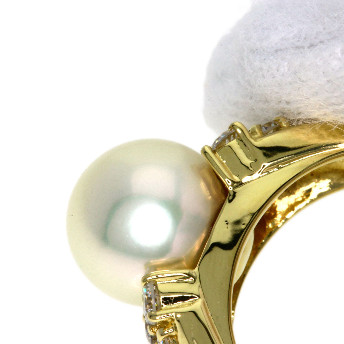 0.55ct Pearl Pearl Diamond Ring K18 Yellow Gold 8.6g Ladies