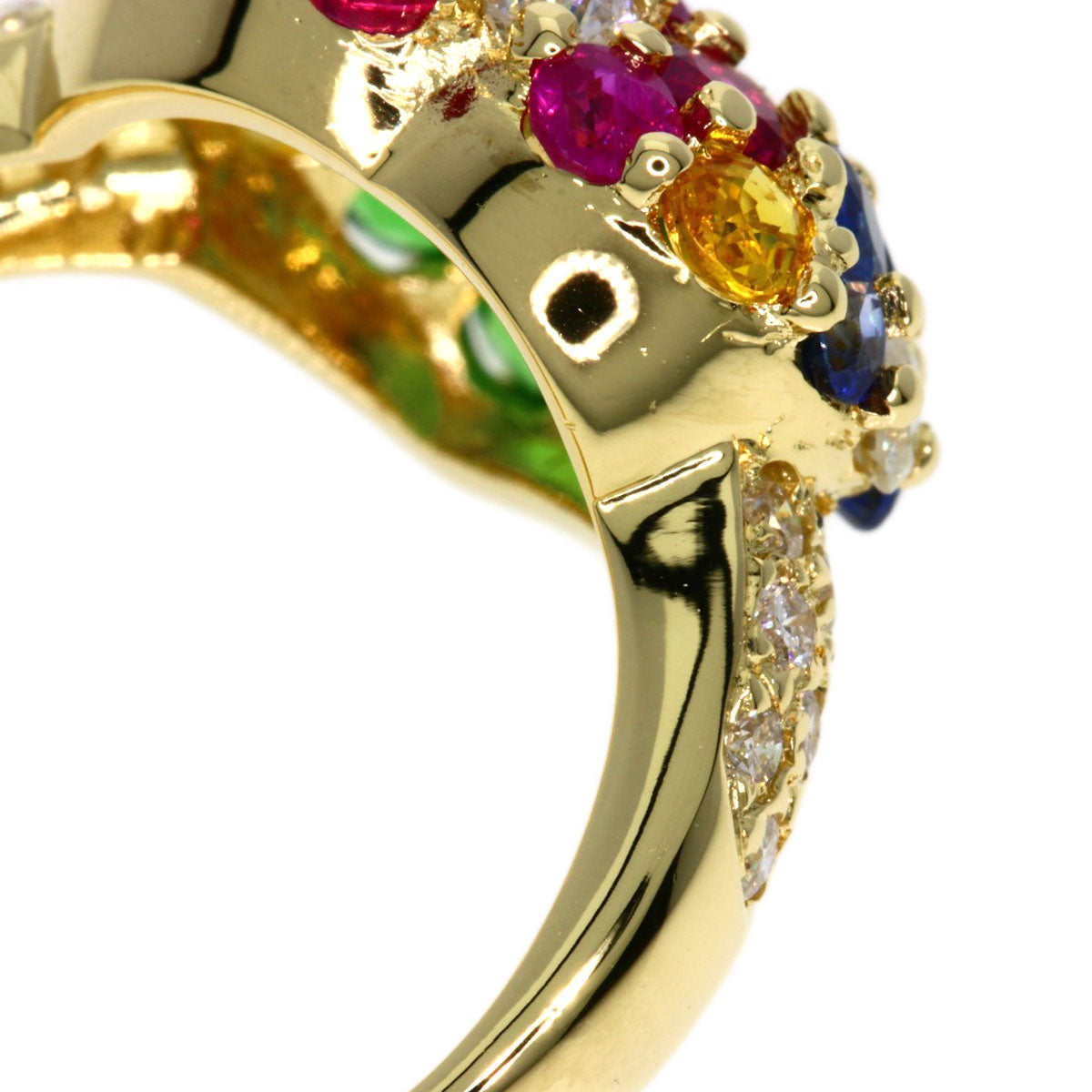 2.7ct Multi-colored stone Diamond Ring K18 Yellow Gold 5.9g Ladies