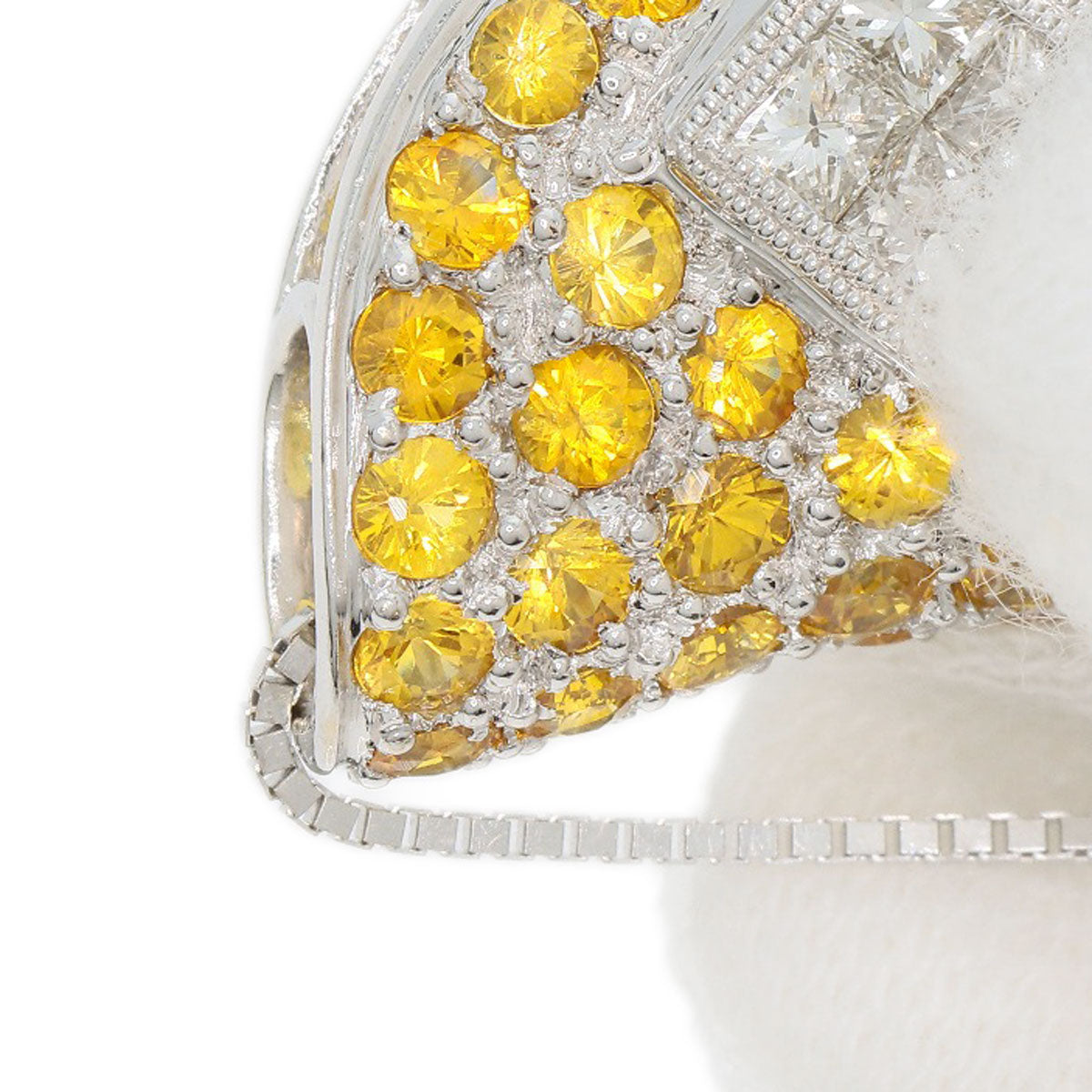 1.88ct Yellow sapphire Diamond Necklace K18 White Gold 6.8g Ladies