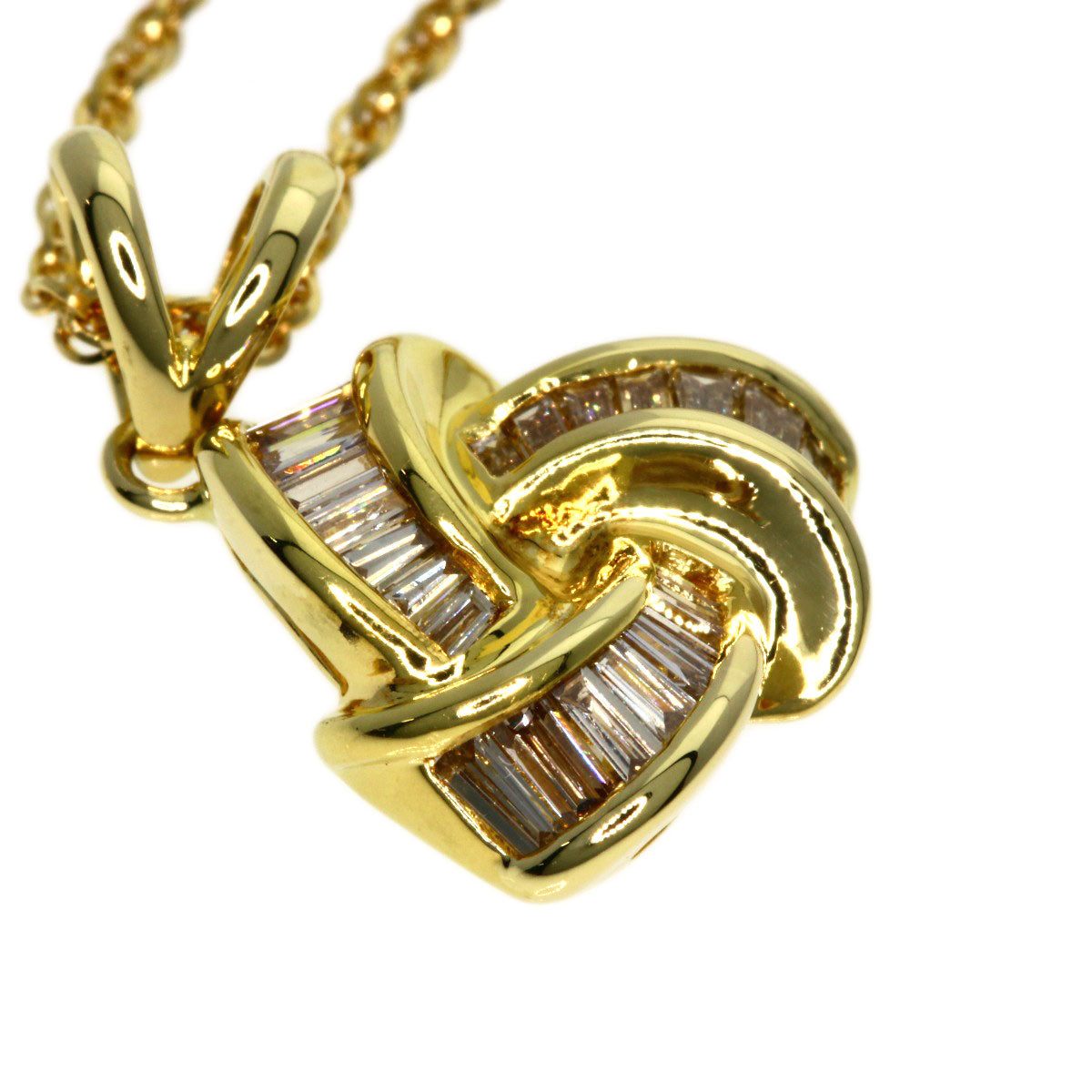 0.6ct Diamond Necklace K18 Yellow Gold 5.3g Ladies