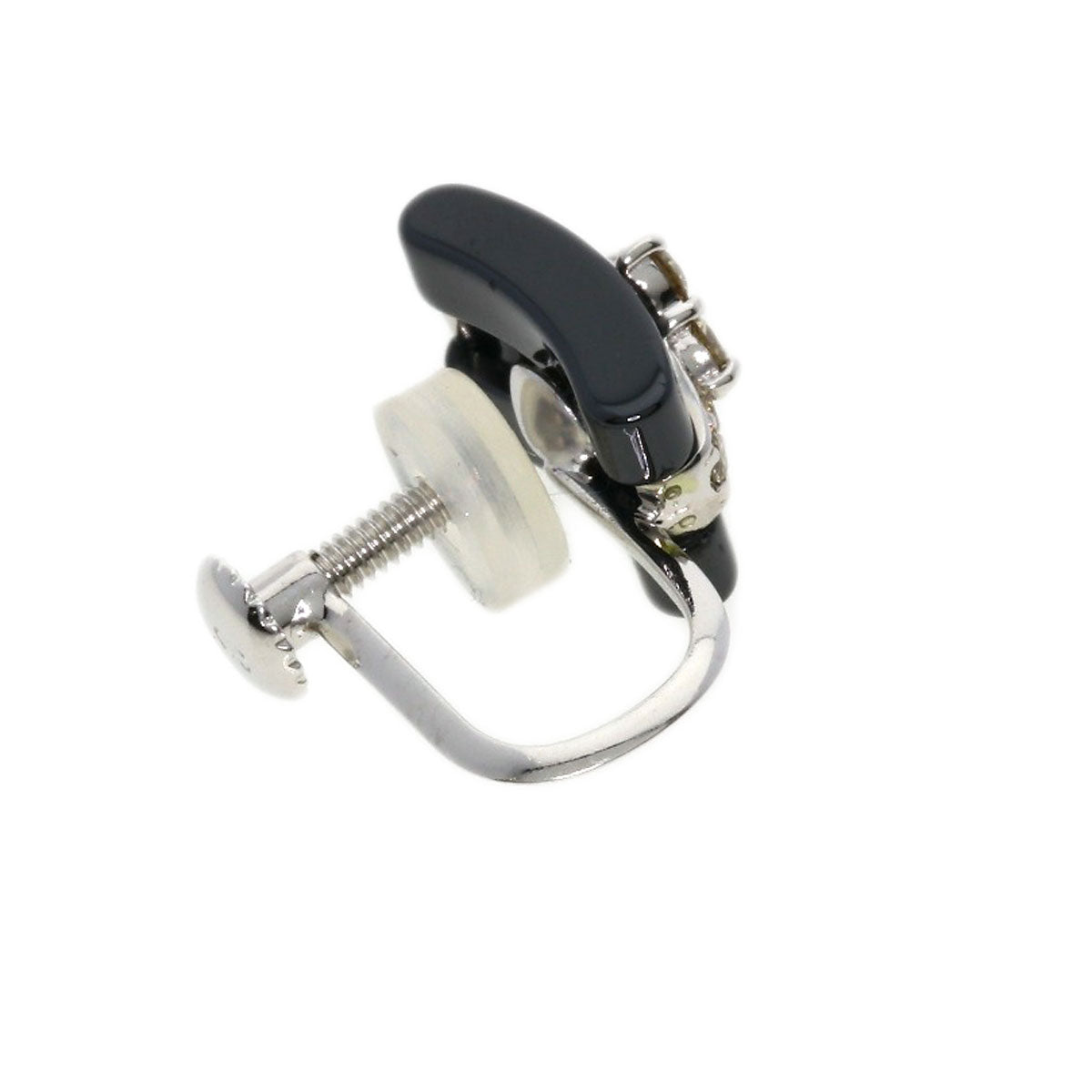 0.1ct Onyx Diamond Earring K10 White Gold 2.4g Ladies