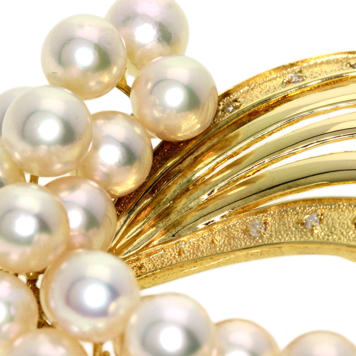 0.1ct Akoya Pearl Pearl Diamond Brooch K18 Yellow Gold 19.04g Ladies