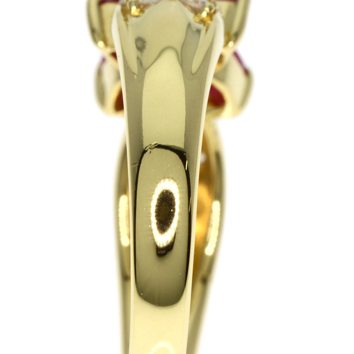 0.55ct Ruby Diamond Ring K18 Yellow Gold 3.9g Ladies