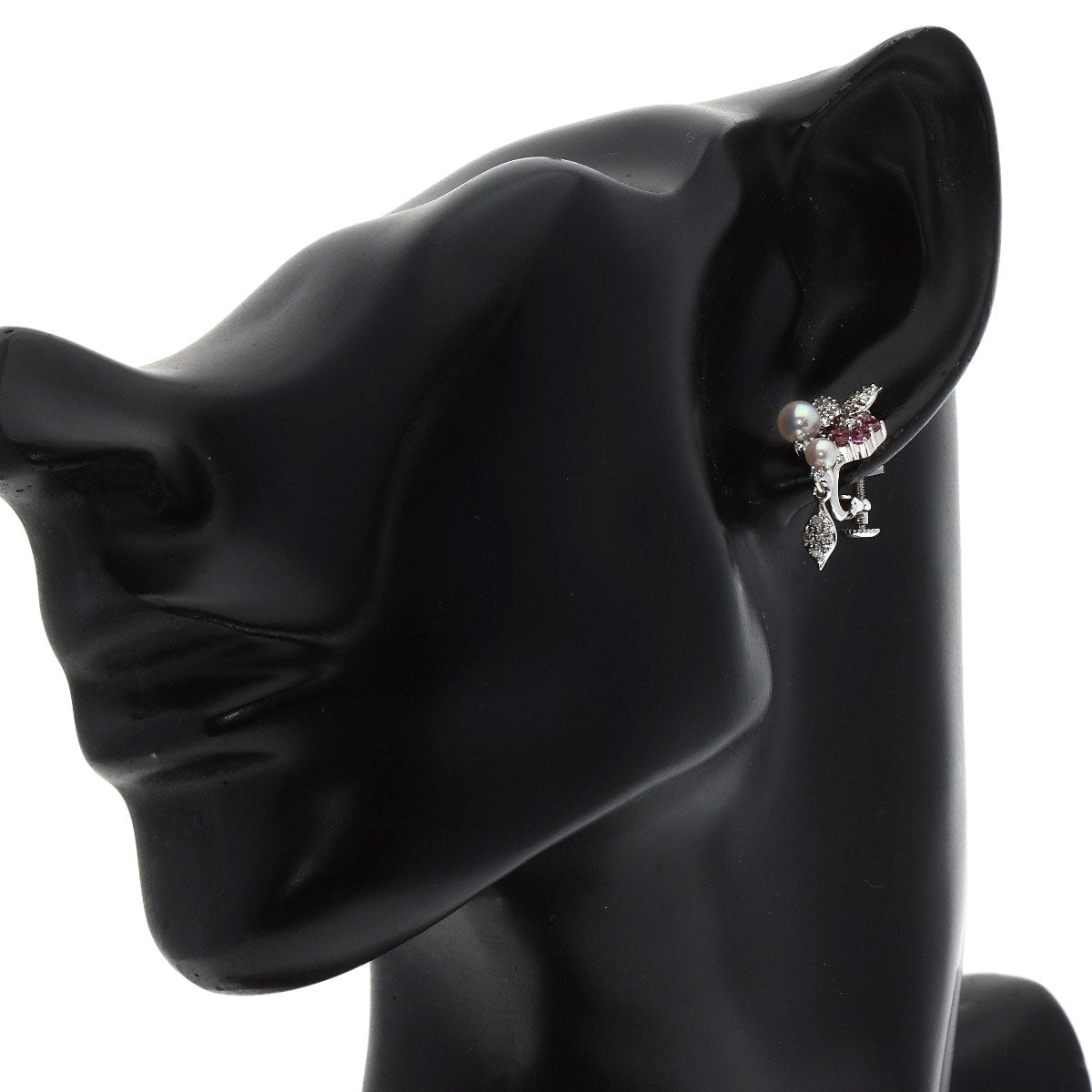 0.2ct Pearl Pearl colored stones Earring K18 White Gold 5.3g Ladies