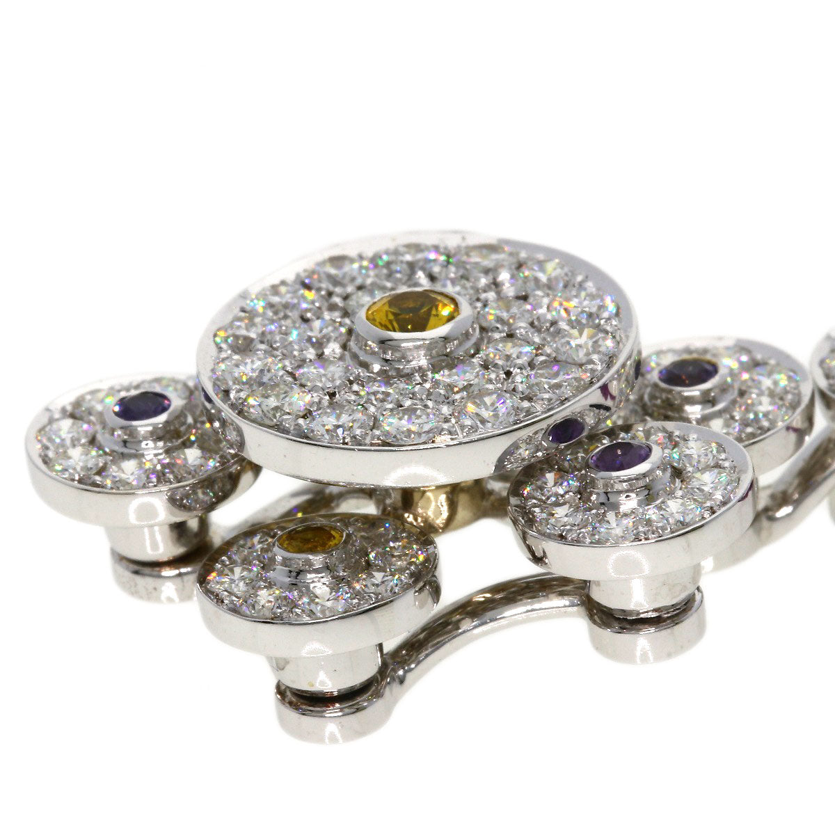 2.71ct Diamond Sapphire Necklace K18 White Gold 17.5g Ladies