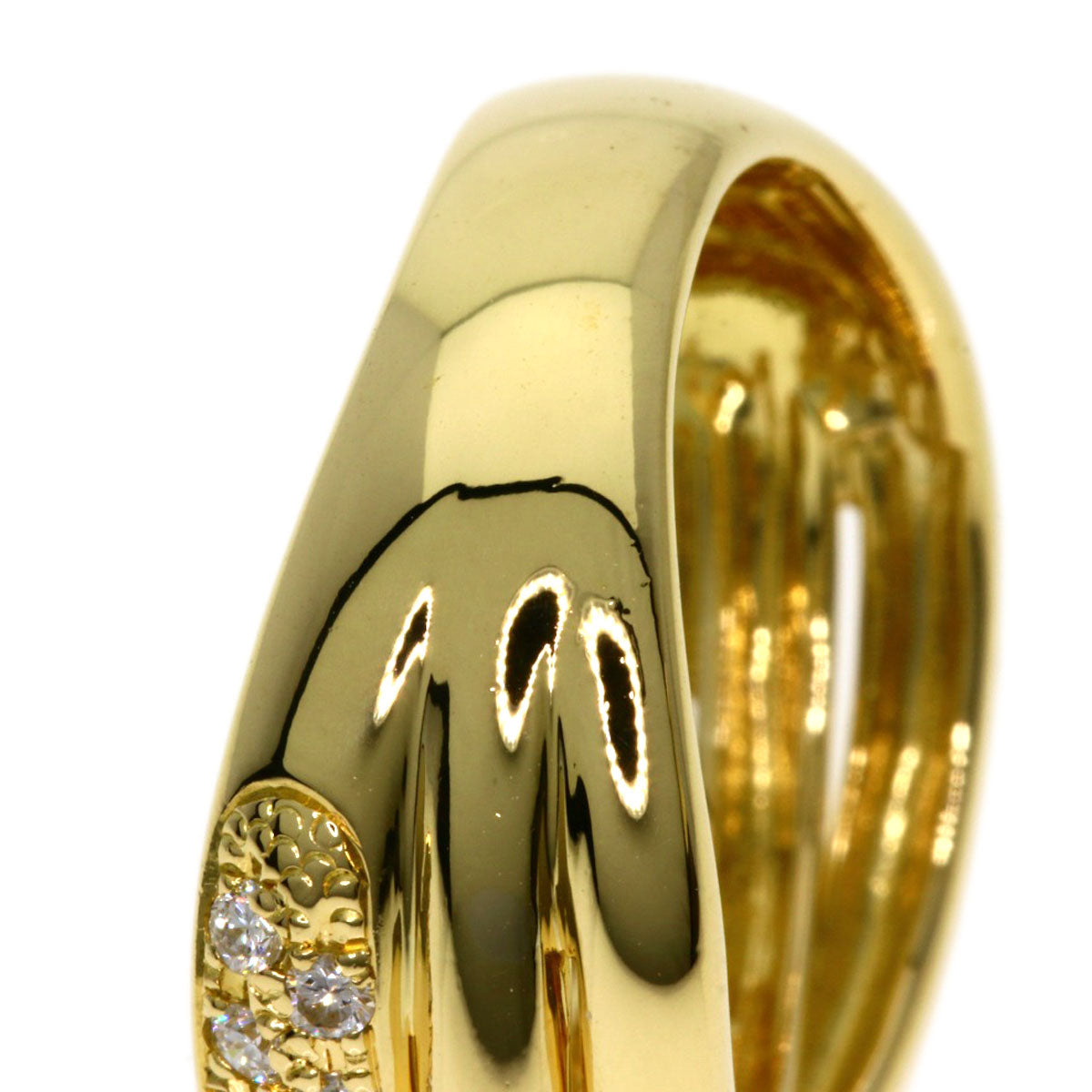 CELINE Ring Diamond Inner Stone Ruby K18 Yellow Gold Ladies