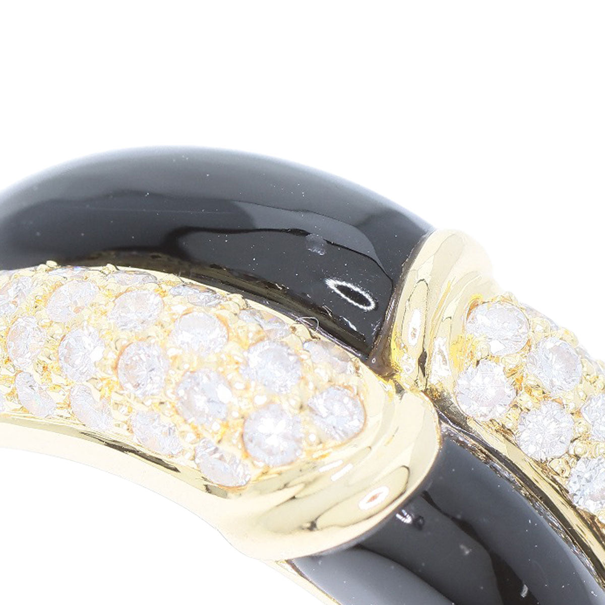 Onyx Diamond Ring K18 Yellow Gold 7.5g Ladies