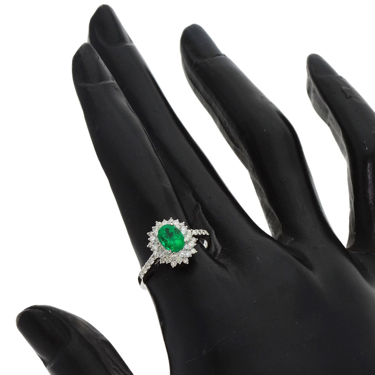 0.91ct Emerald Diamond Ring Platinum PT950 3.77g Ladies