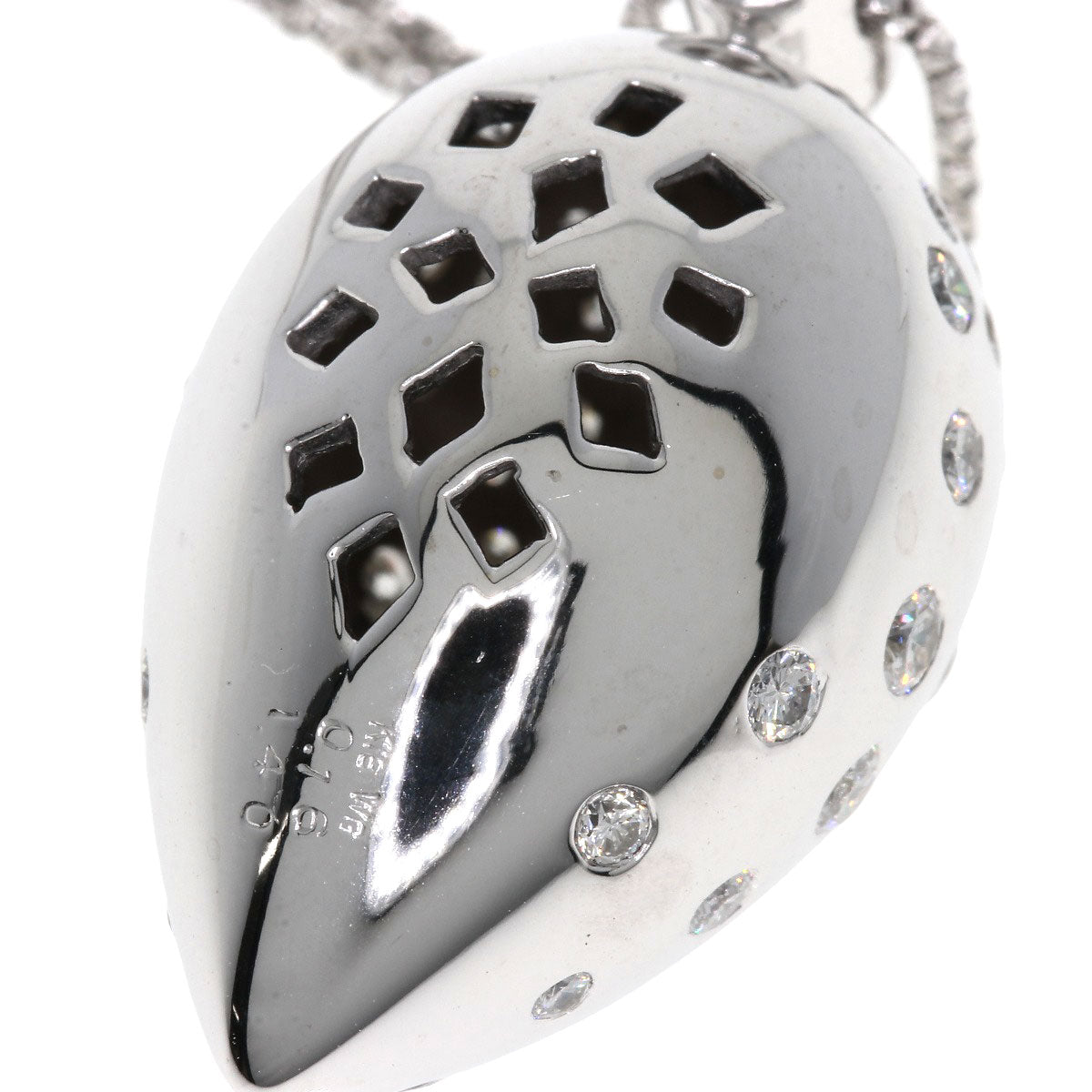 0.16ct Diamond Necklace K18 White Gold 12.4g Ladies