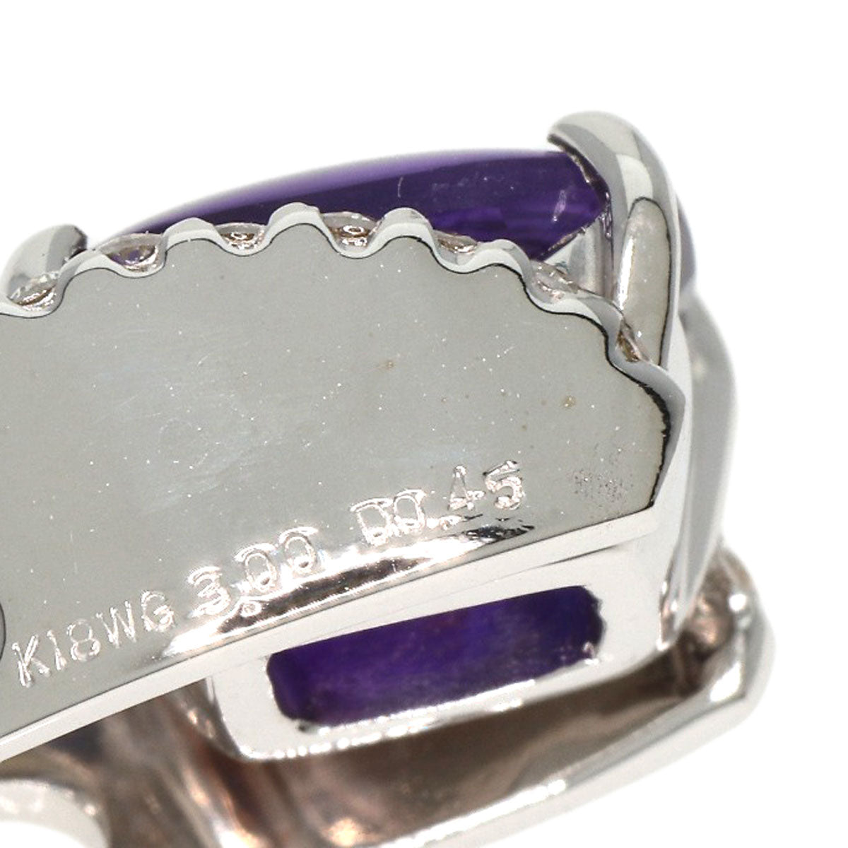 3ct Amethyst Diamond Necklace K18 White Gold 7g Ladies