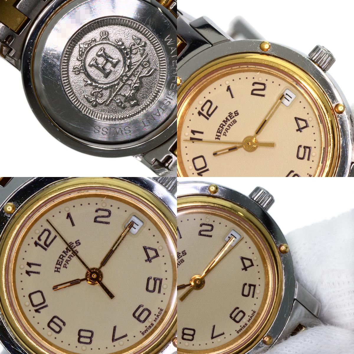 HERMES Clipper Old Belt Watches CL4.220 Stainless Steel/Two-Tone Ladies