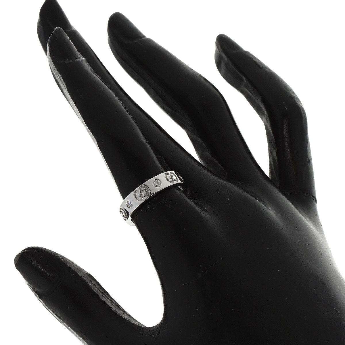 GUCCI Ring Icon 6P Diamond # 11 K18 White Gold Ladies