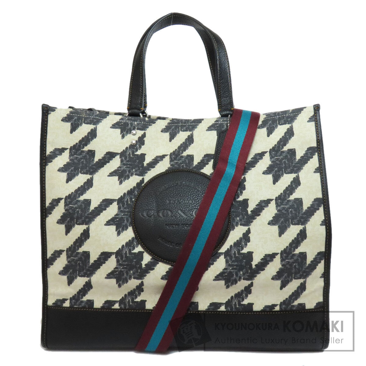 COACH CJ624 Handbag Dempsey Tote 40 Houndstooth Print and Patch 2WAY Canvas Ladies