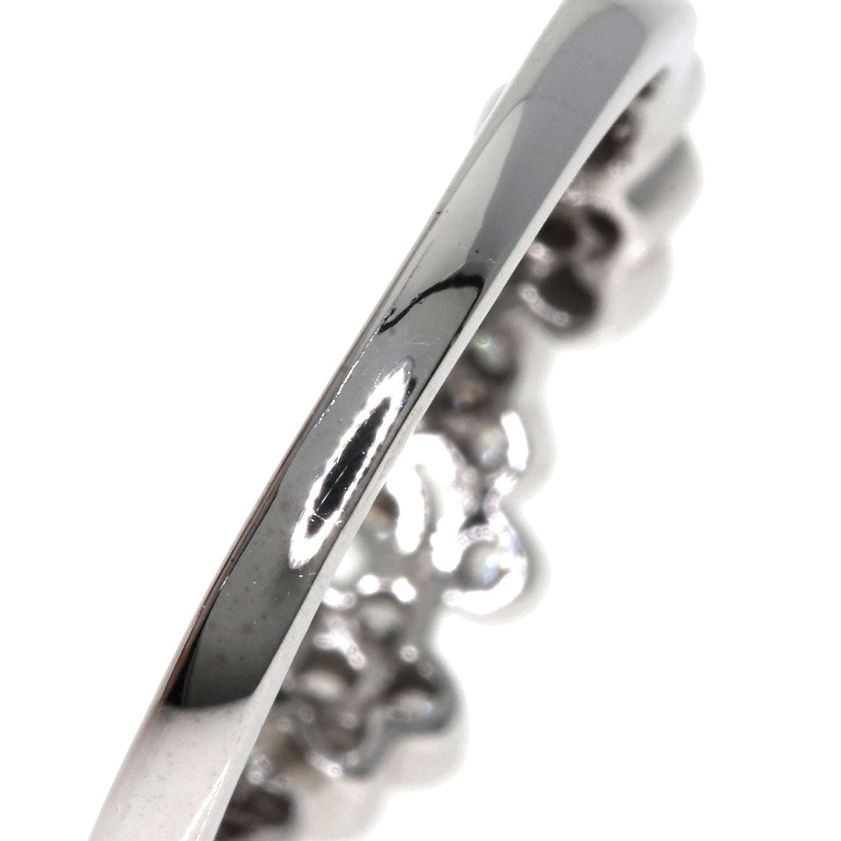 Flower motif Diamond Ring K18 White Gold 2.6g Ladies