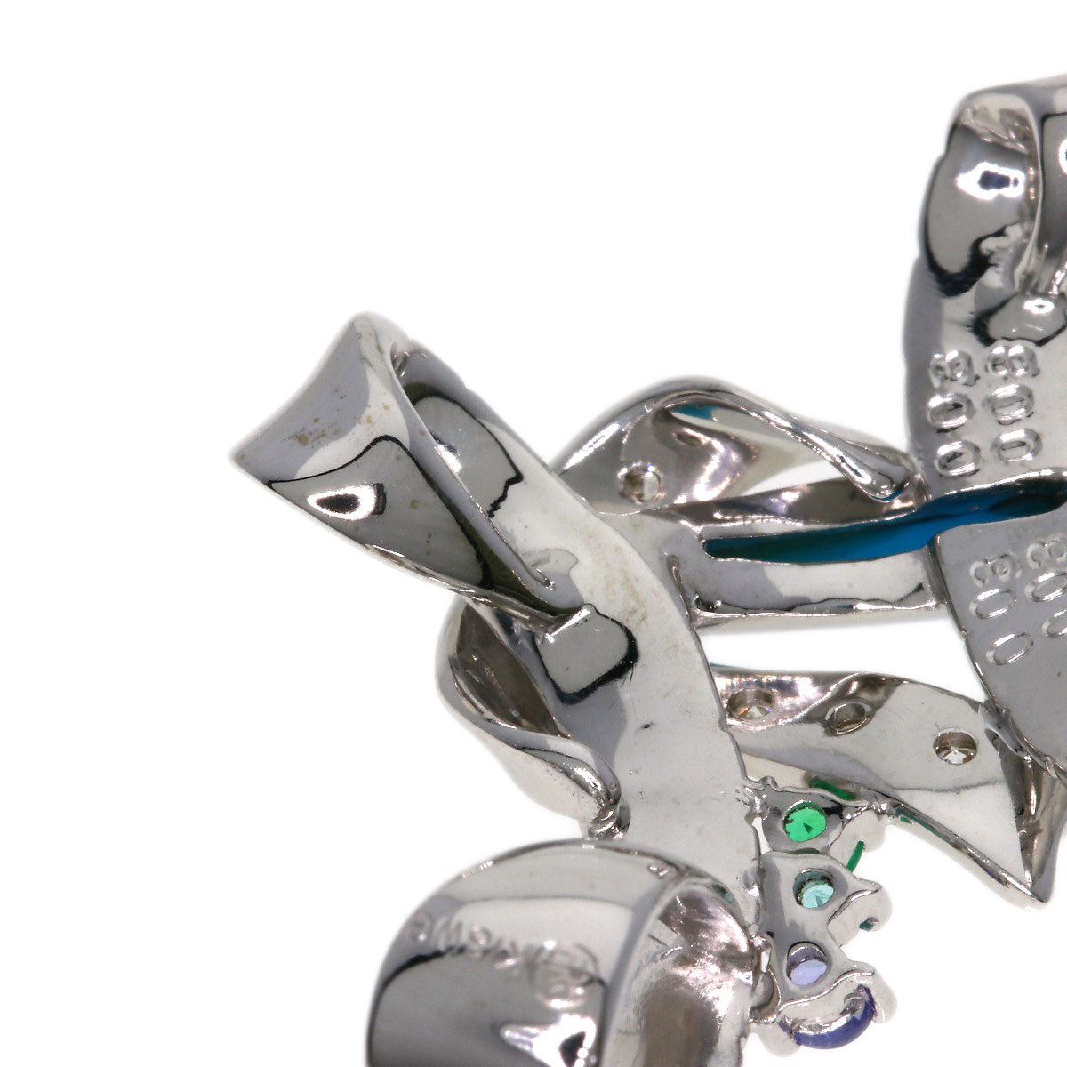 0.08ct Yumiko Yamazaki Turquoise Diamond Pendant top K18 White Gold 5.5g Ladies