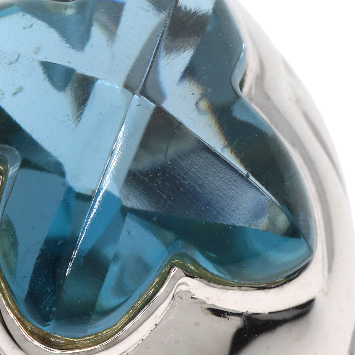 Blue Topaz Diamond Ring K18 White Gold 11.6g Ladies