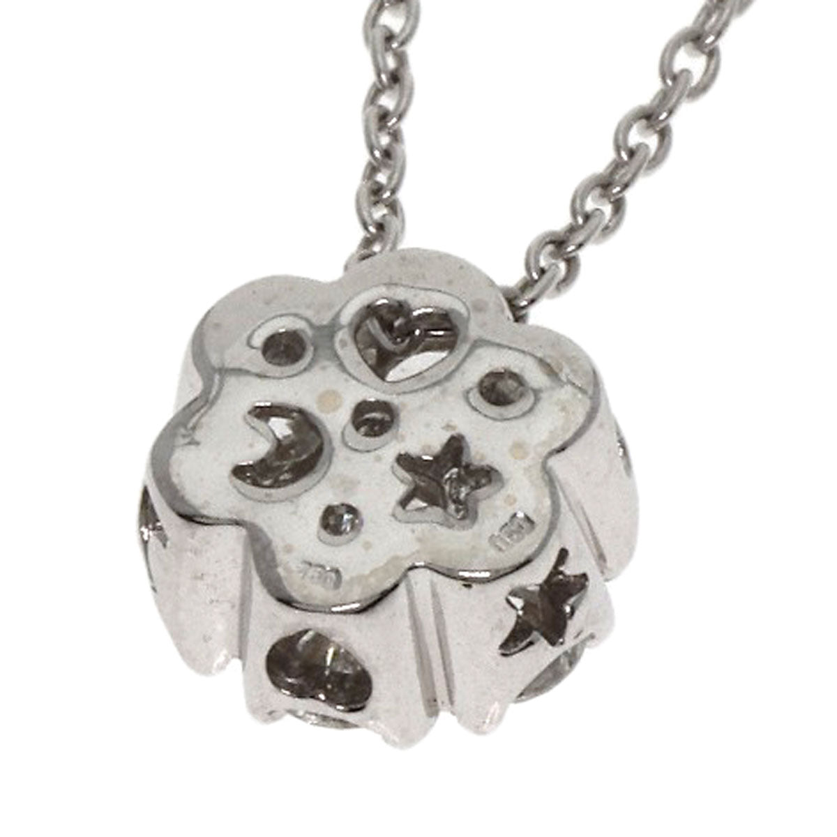 0.5ct Diamond Necklace K18 White Gold 2.8g Ladies