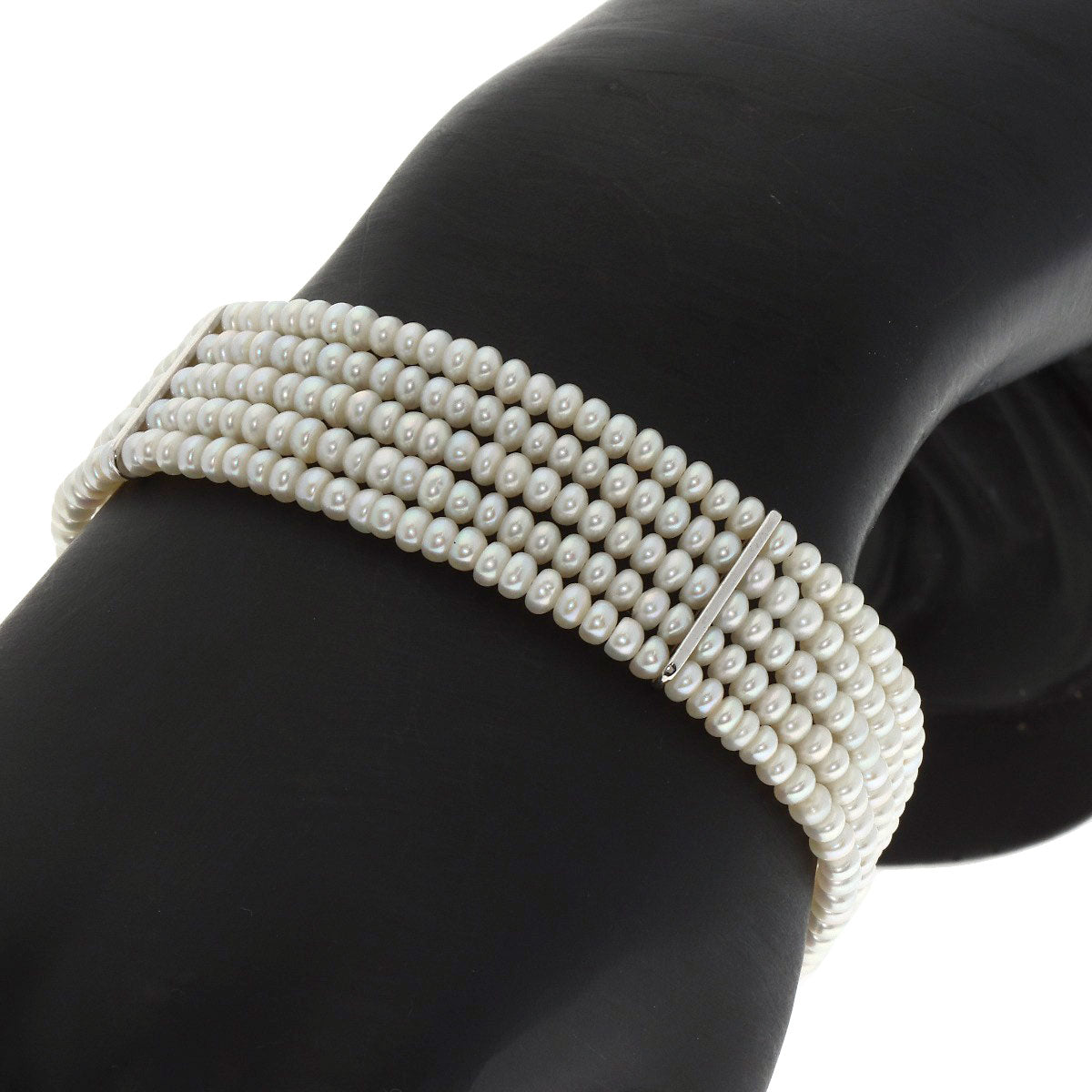 Freshwater Pearl Pearl 5 strands Bracelet Silver 925 21.4g Ladies