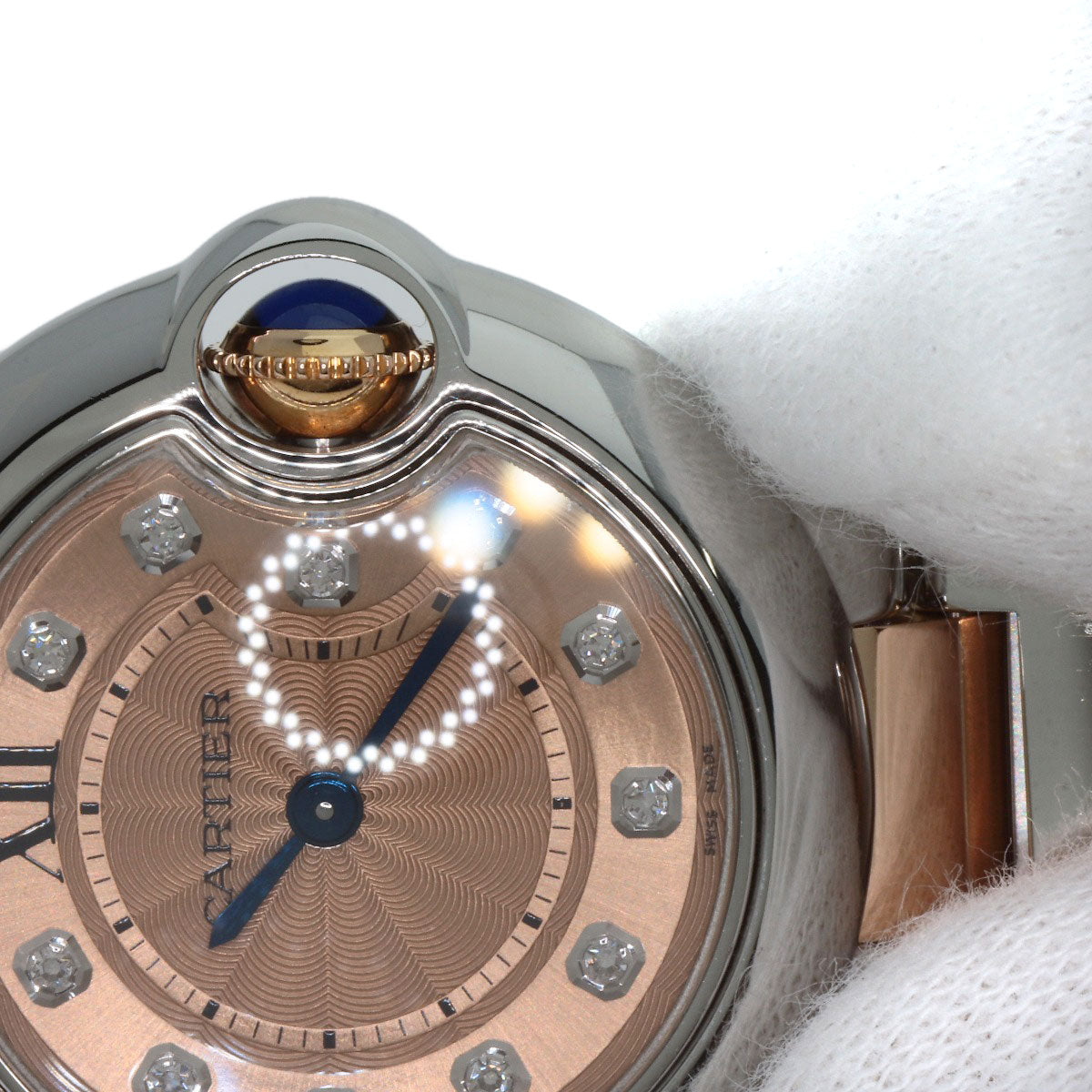 CARTIER Baron Blue 28 11P Diamond Watches WE902052 Stainless Steel/SSxK18PG Ladies