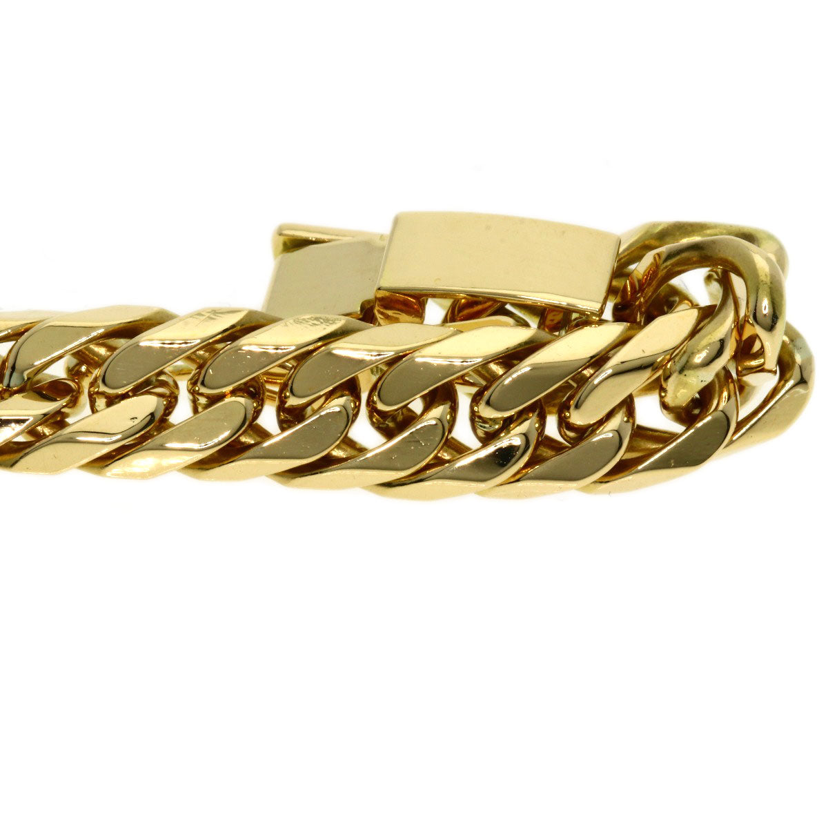 Curb chain Kihei W6 side Bracelet K18 Yellow Gold 28.4g Ladies