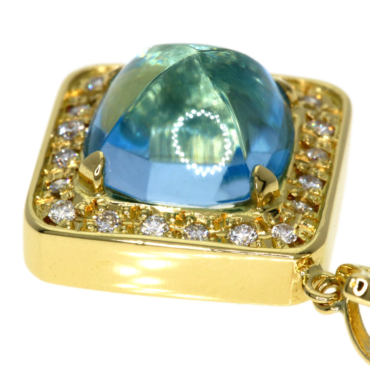 6.9ct Kaoruko Mizuno Diamond Blue Topaz Pendant top K18 Yellow Gold 8.2g Ladies