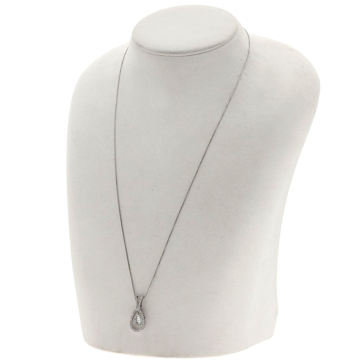 0.5ct Diamond Necklace K18 White Gold 3.8g Ladies