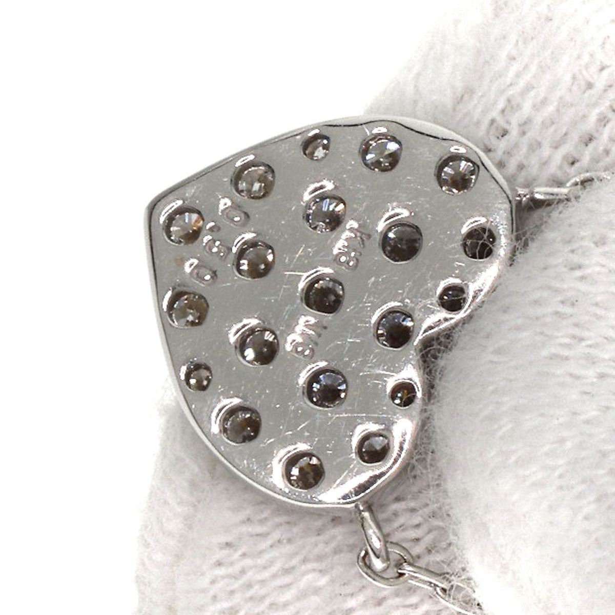 0.5ct Diamond heart motif Necklace K18 White Gold 2.9g Ladies