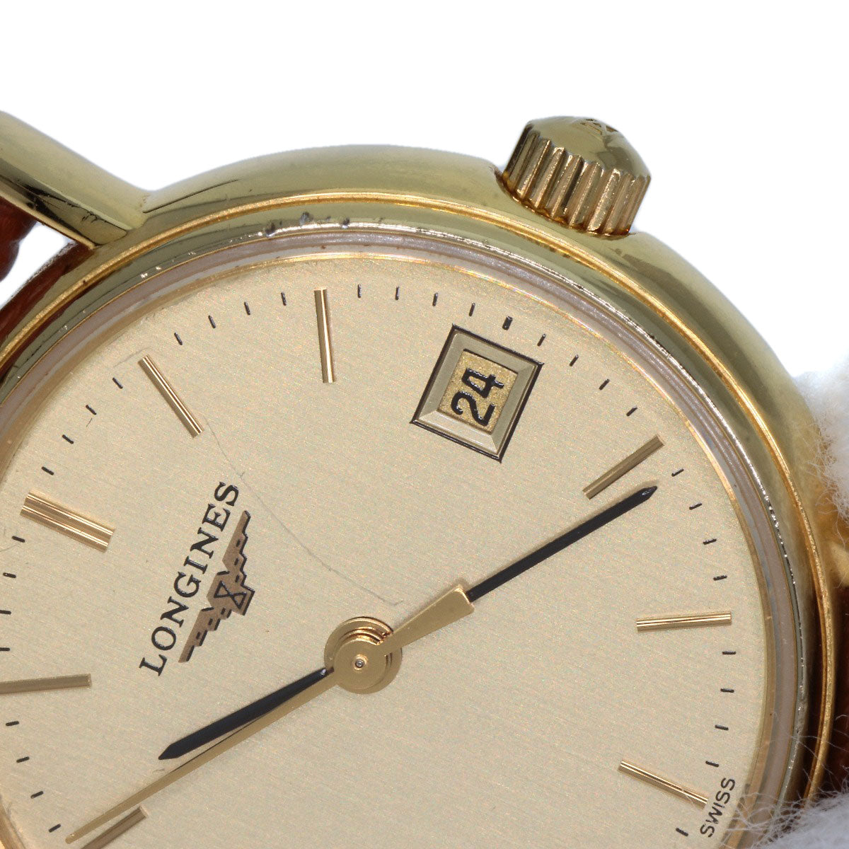 LONGINES Round face Watches L4.220.2 Gold Plated/Leather Ladies