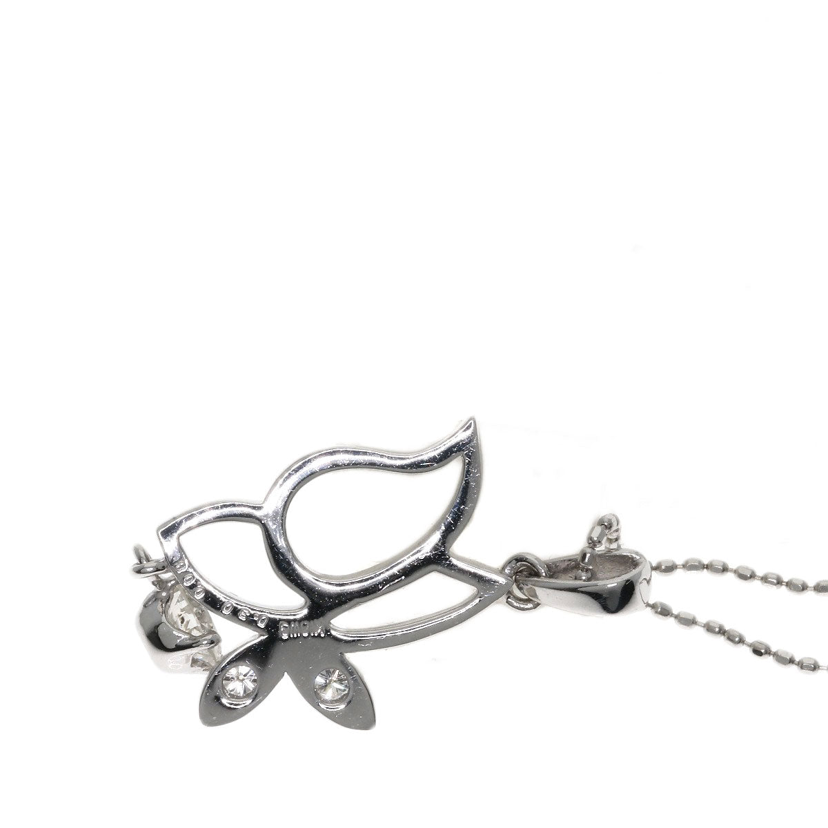 0.3ct Diamond Necklace K18 White Gold 3.4g Ladies