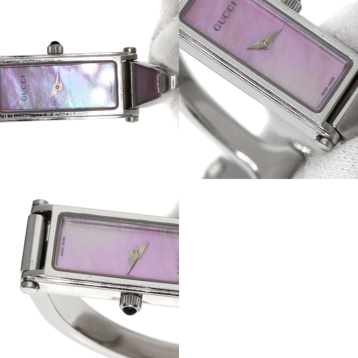 GUCCI Square Face Bangle with Pink Shell Watches 1500L Stainless Steel/Stainless Steel Ladies