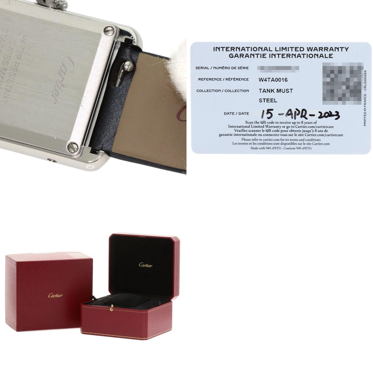 CARTIER Tank Must de Cartier SM Watches W4TA0016 Stainless Steel/Leather Ladies