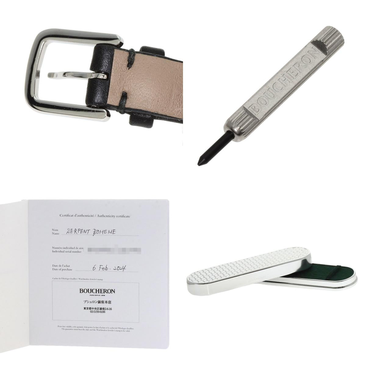 Boucheron Serpent Boheme Diamond Watches WA015701 Stainless Steel/Leather Ladies