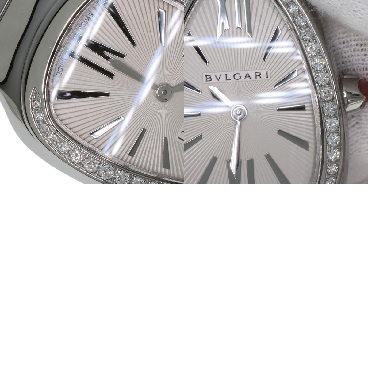 BVLGARI Serpenti Tubogas Bezel Diamond Watches SP35S Stainless Steel/Stainless Steel Ladies