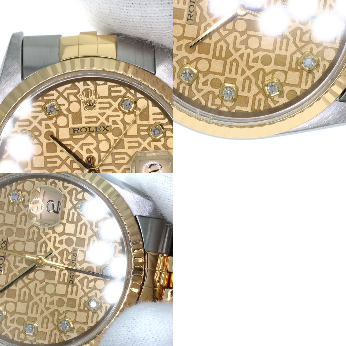 ROLEX DATEJUST 10P Diamond Watches 16233G Stainless Steel/SSxK18YG mens