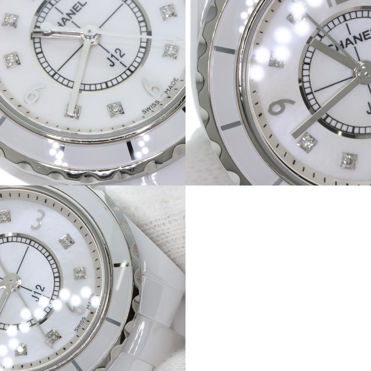 CHANEL J12 1.1" 8P Diamond White Ceramic Watches H2570 Ceramic/Ceramic Ladies