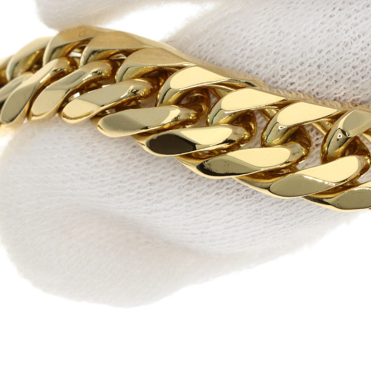 Curb chain Kihei 6 sides Bracelet K18 Yellow Gold 49.6g unisex