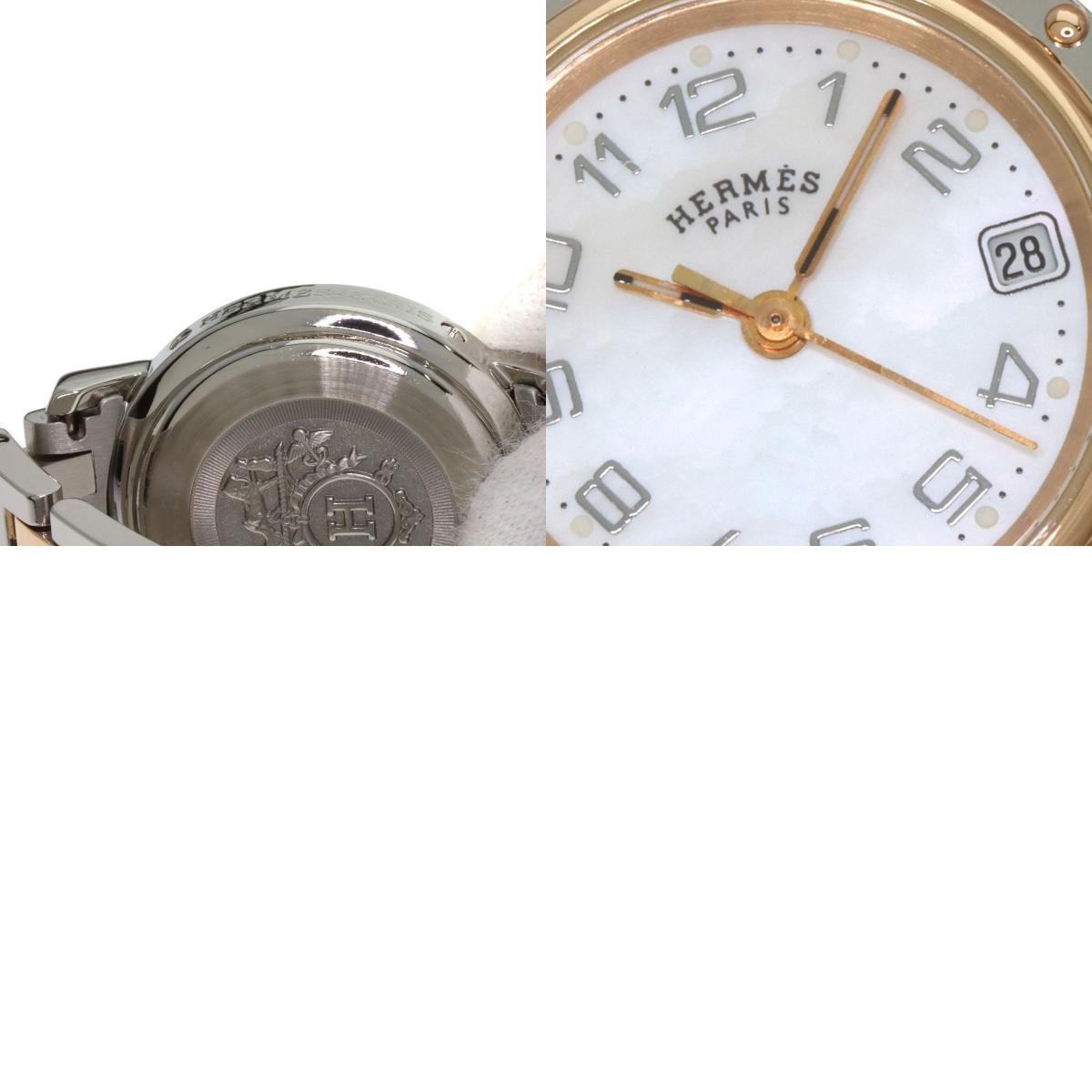 HERMES Clipper Nacre Watches CL4.221 Stainless Steel/SSxGP Ladies