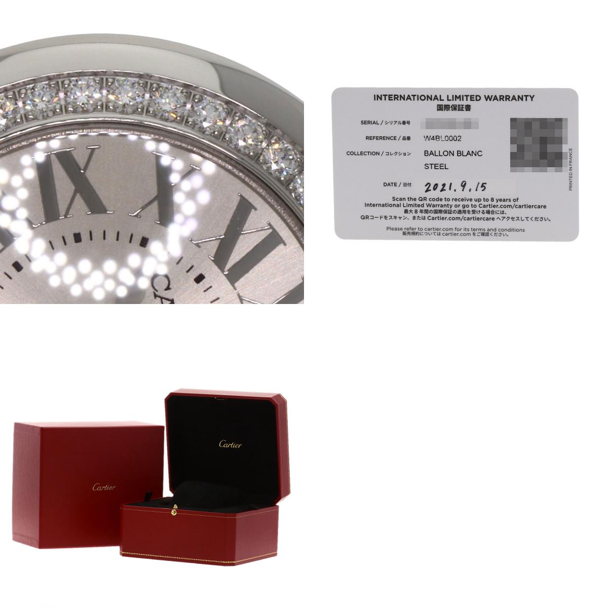 CARTIER Ballon Blanc 1" Watches W4BL0002 Stainless Steel/Leather Ladies