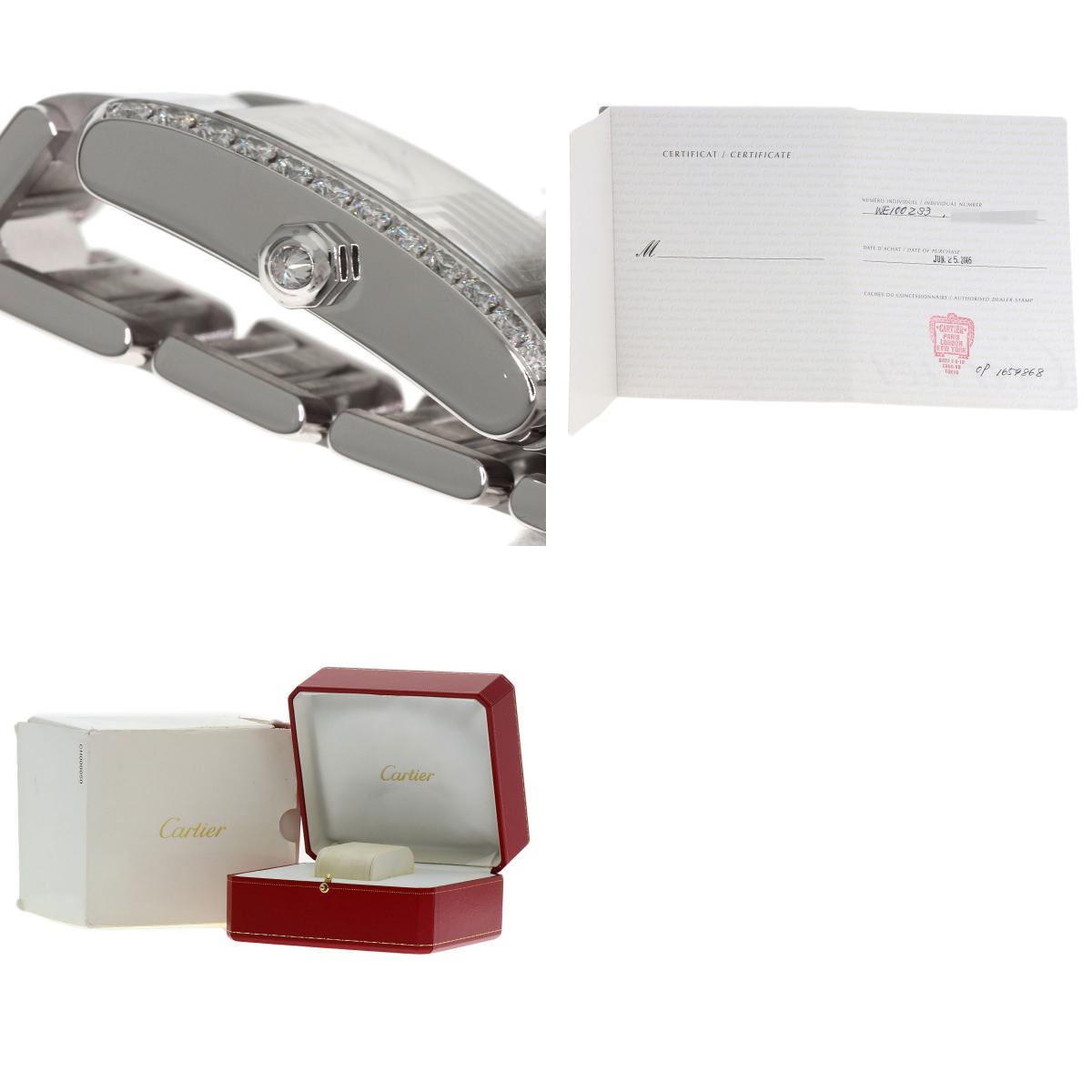 CARTIER Tank Francaise SM BezelDiamond Watches WE1002S3 K18 White Gold/K18 White Gold Ladies
