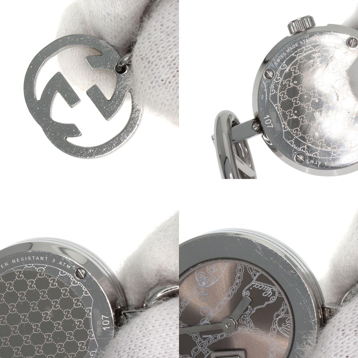 GUCCI Charm watch Watches 107 Stainless Steel/Stainless Steel Ladies