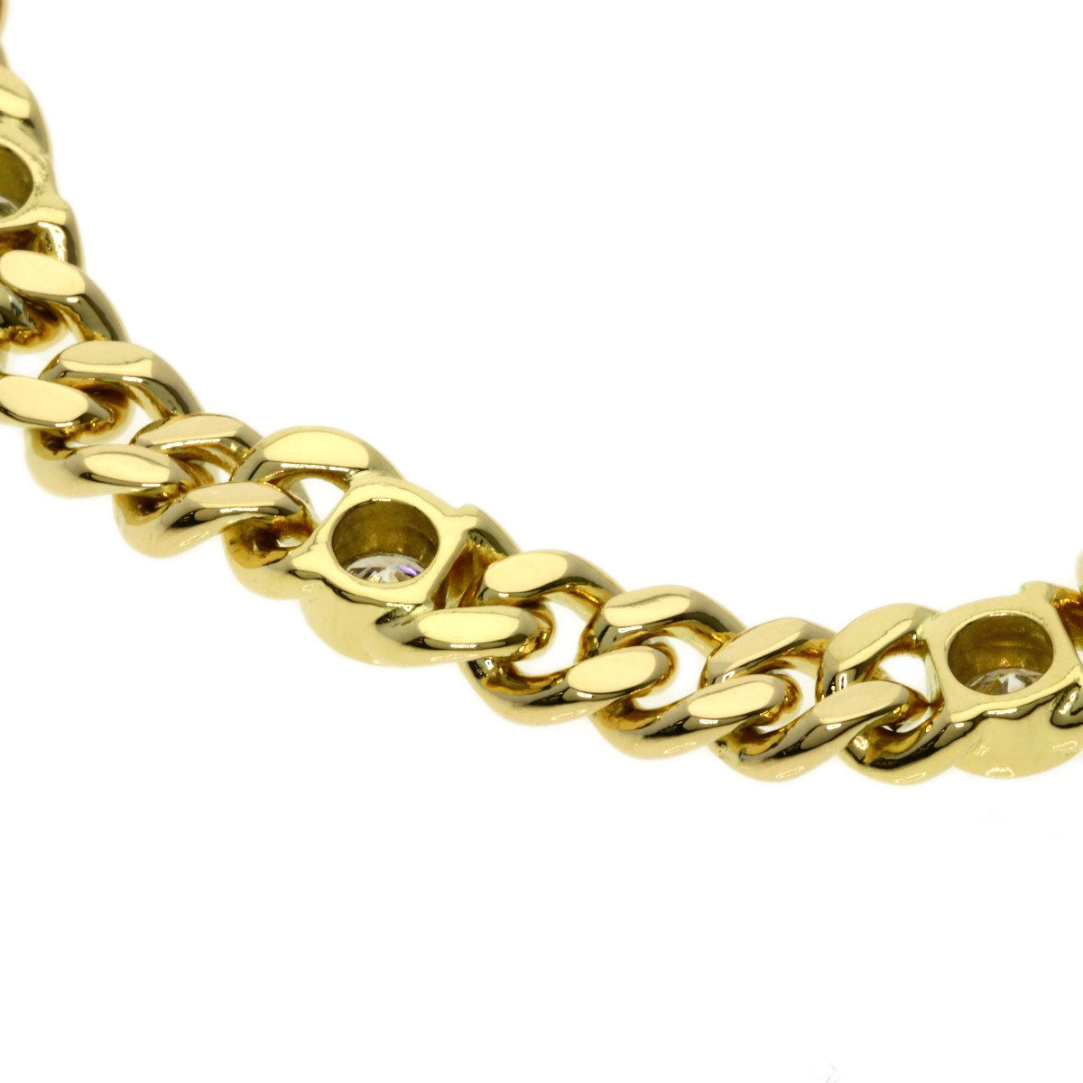 0.84ct Curb chain Kihei Diamond Bracelet K18 Yellow Gold 27.3g Ladies