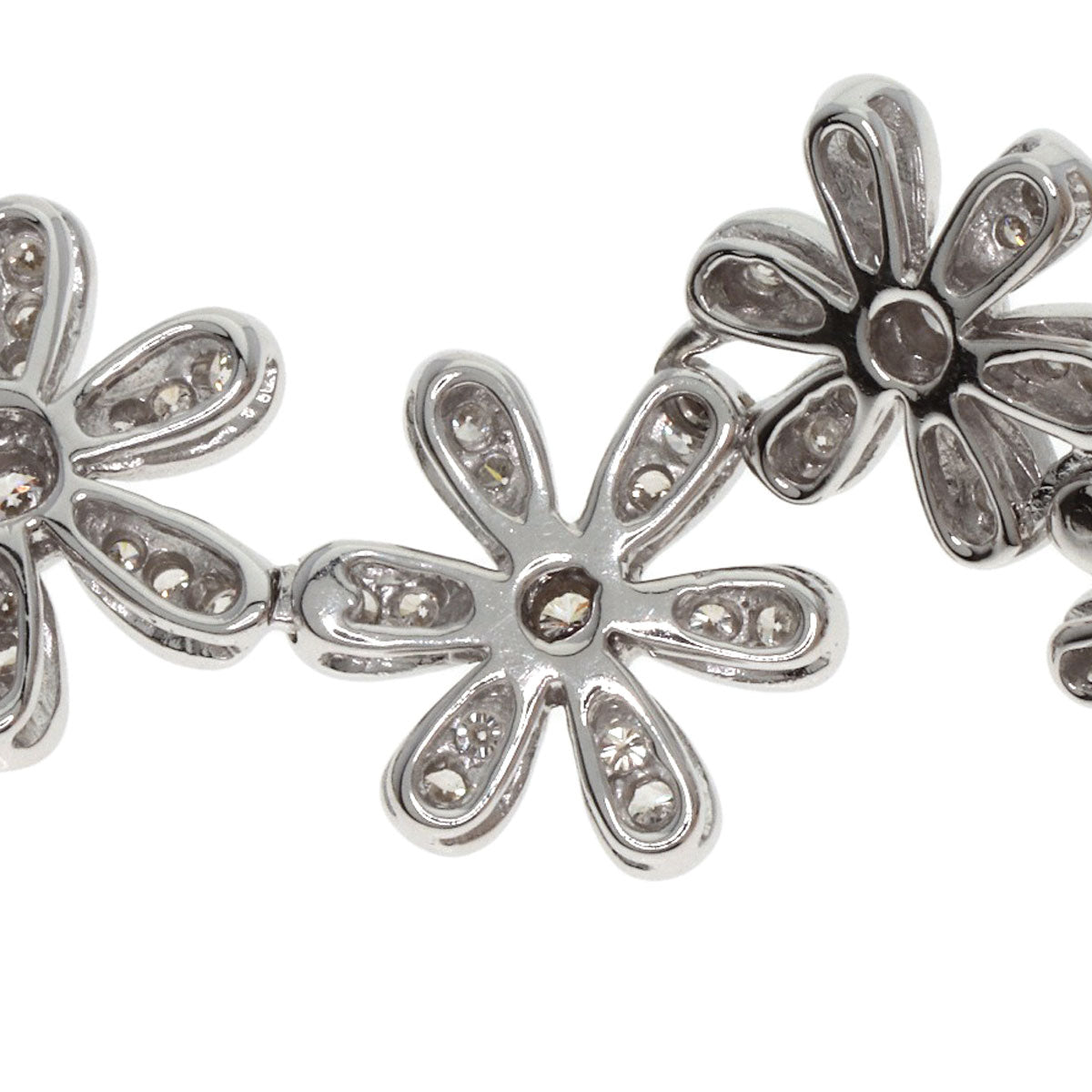 1.4ct 7P Flower Diamond Necklace K18 White Gold 12.4g Ladies