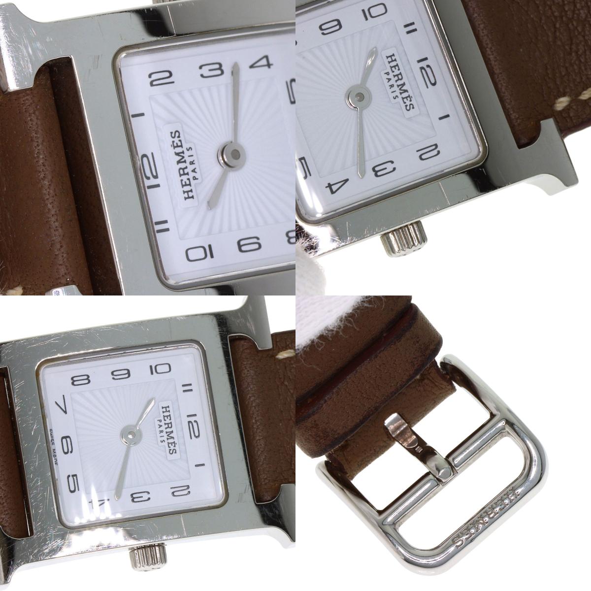 HERMES H watch Watches HH1.210 Stainless Steel/Leather Ladies