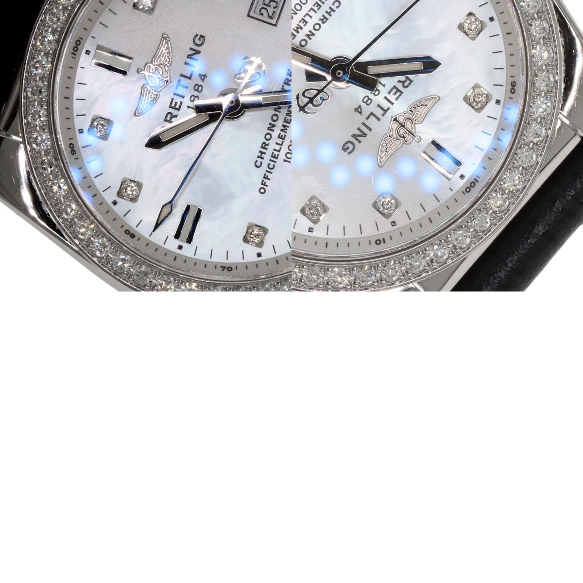BREITLING Galactic 29 8P Bezel Diamond Watches A72348 Stainless Steel/Leather Ladies